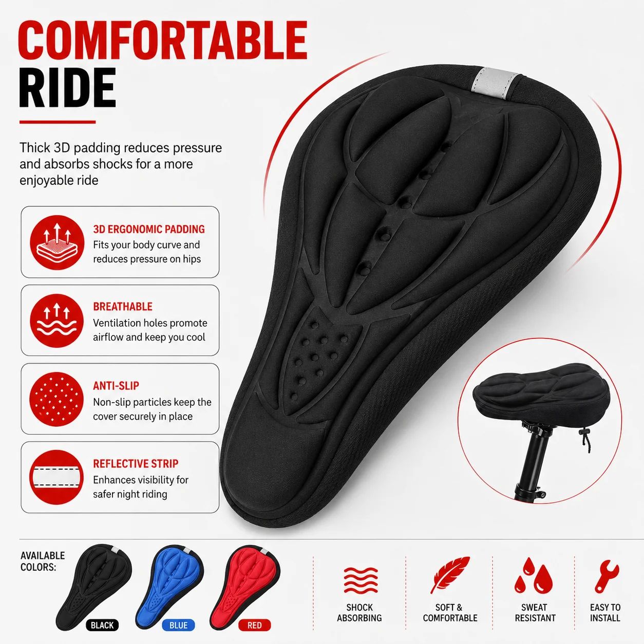 غطاء مقعد دراجة هوائية مبطن با - مراجعة Commuting By Bike وسعره